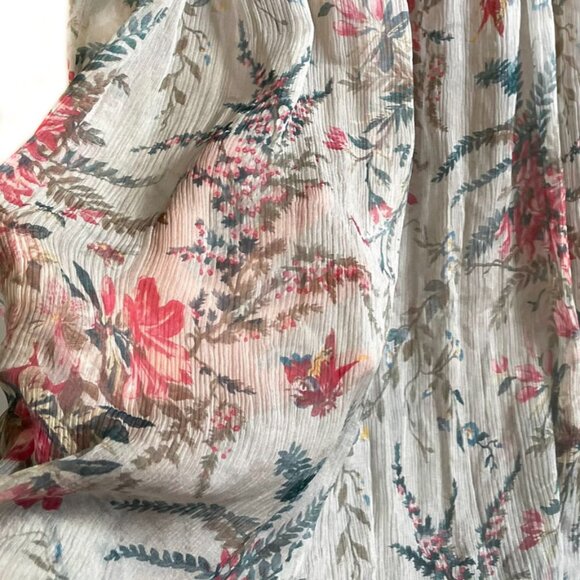 Zimmermann Ivory Floral Print Gathered Maxi Silk Dress - Picture 6 of 8